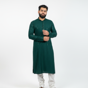 Dark Green Chikankari Set