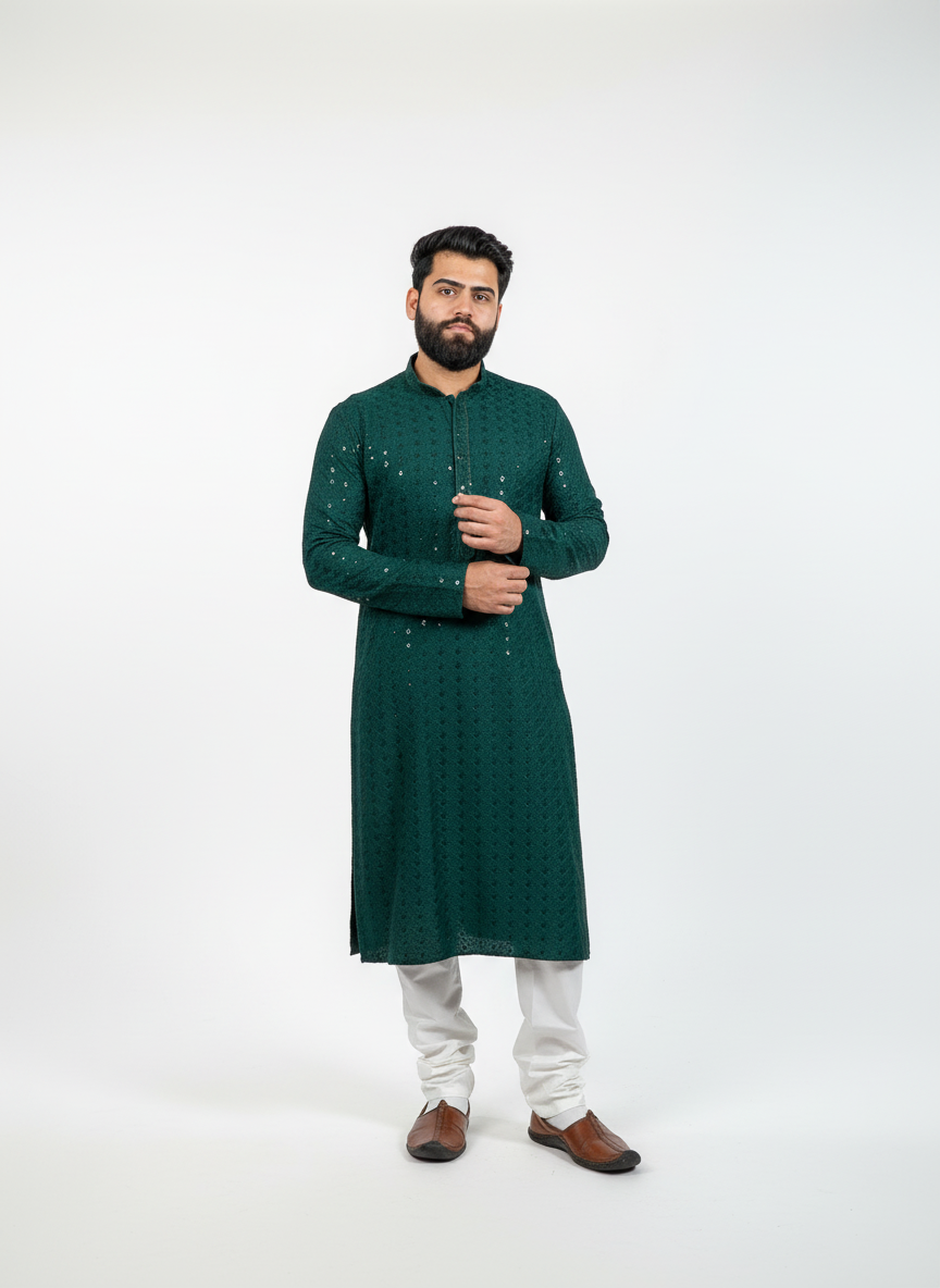 Dark-Green-Chikankari-Set