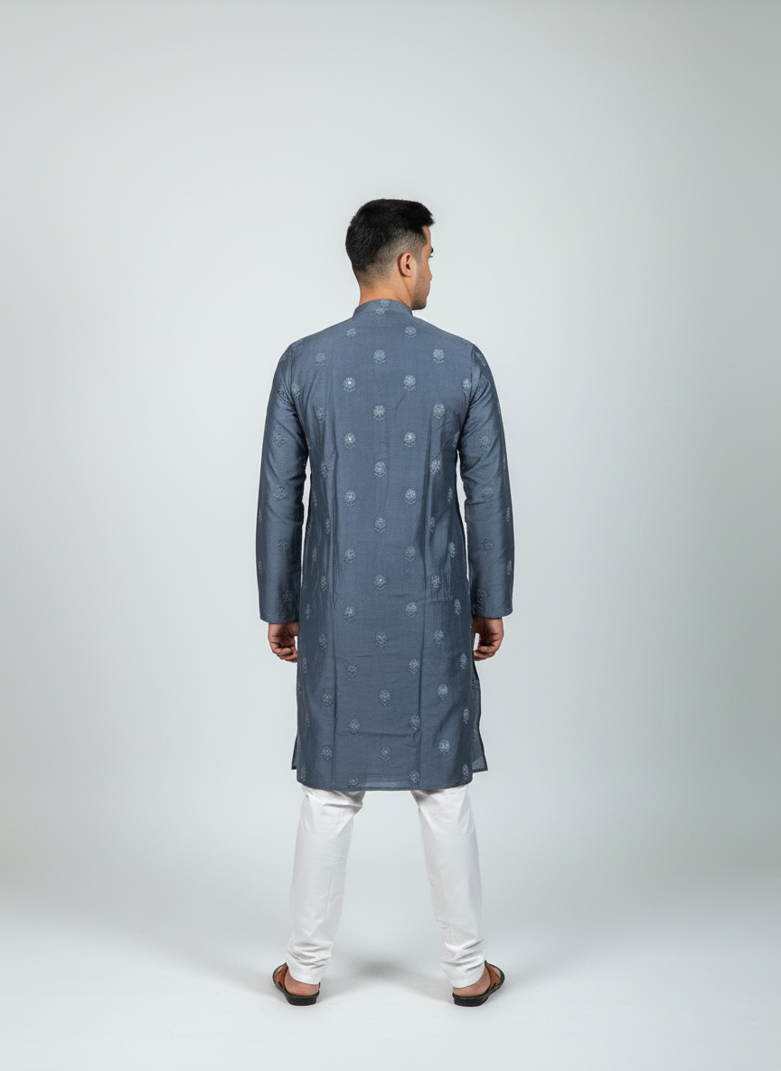 Grey-Threaded-Kurta-Set