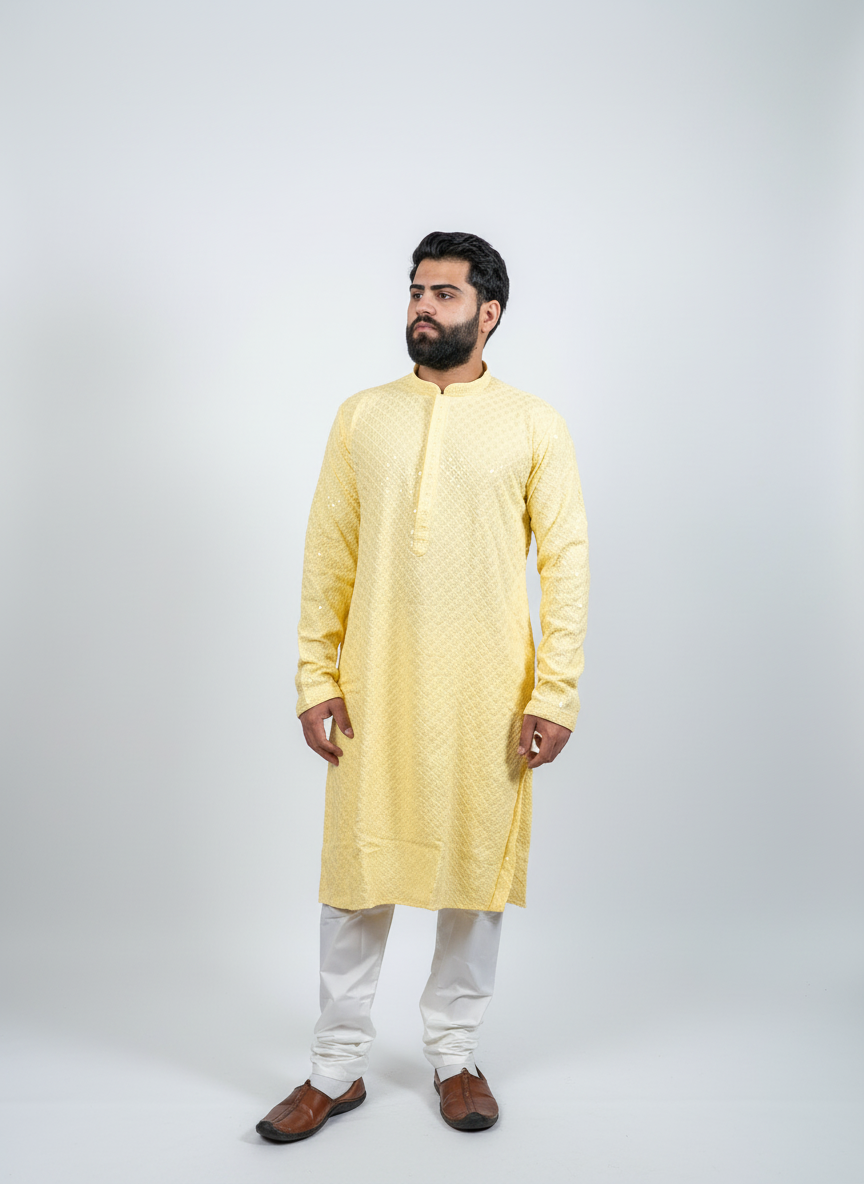 Lemon Yellow Chikankari Set
