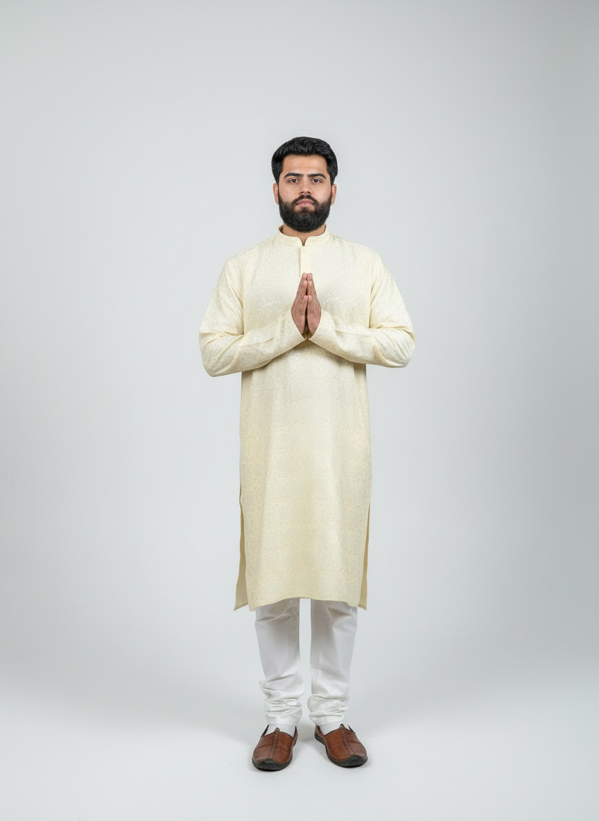 Lemon-Yellow-Threaded-Kurta-Set
