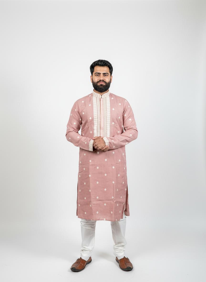 Pink Embroidery Kurta Set