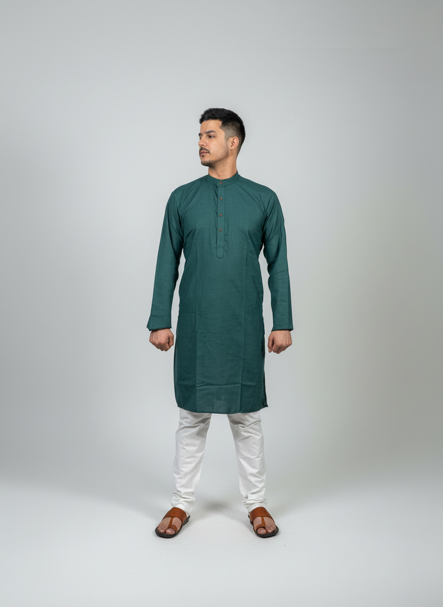 Plain-Dark-Green-Kurta-Set