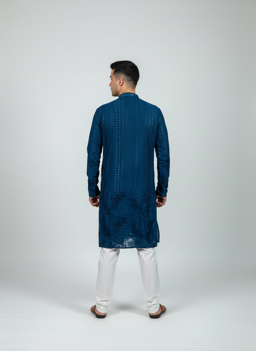Royal-Blue-Embroidery-Kurta-Set