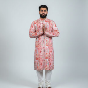 Soft Pastel Red Print Kurta Set