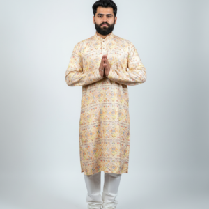 Soft Pastel Yellow Print Kurta Set