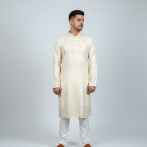 Yellow Soft Pastel Print Kurta Set