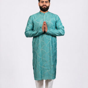 Teal Threaded Kurta Set