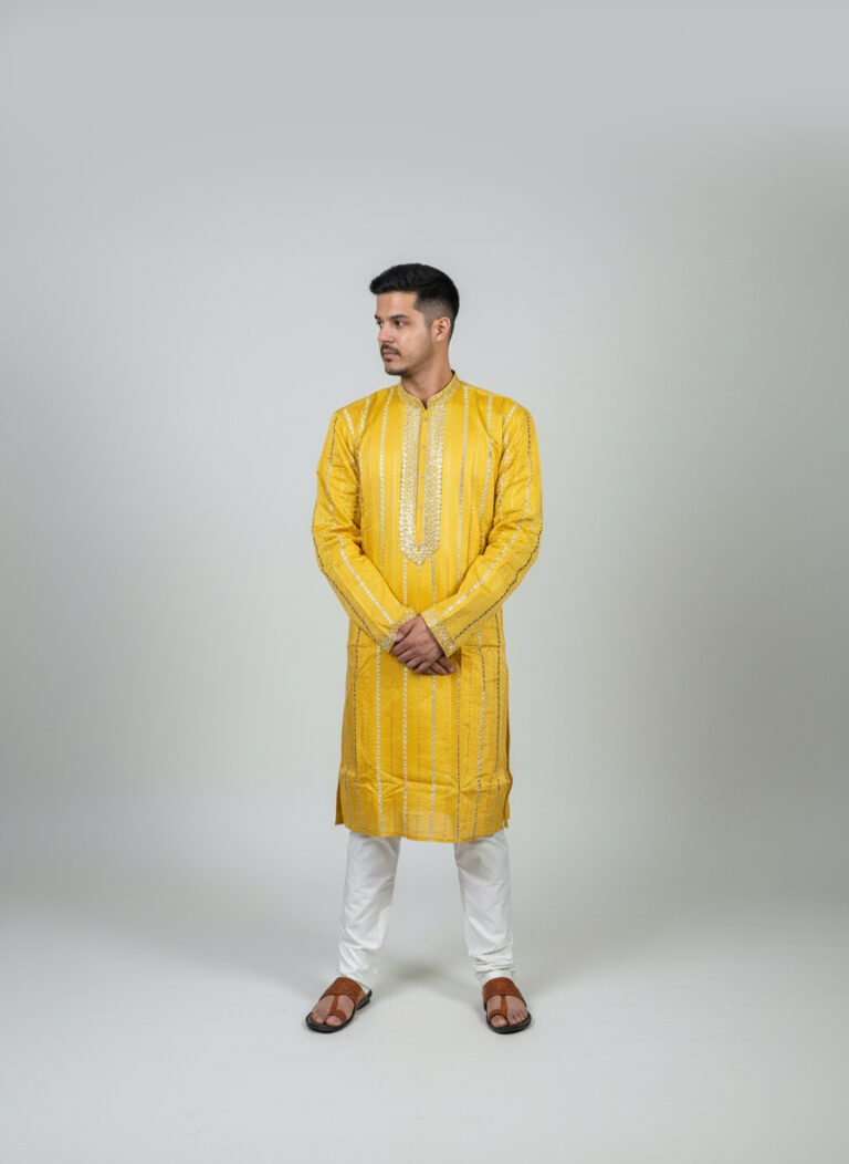 Yellow-Gota-Patti-Embroidery-Kurta-Set