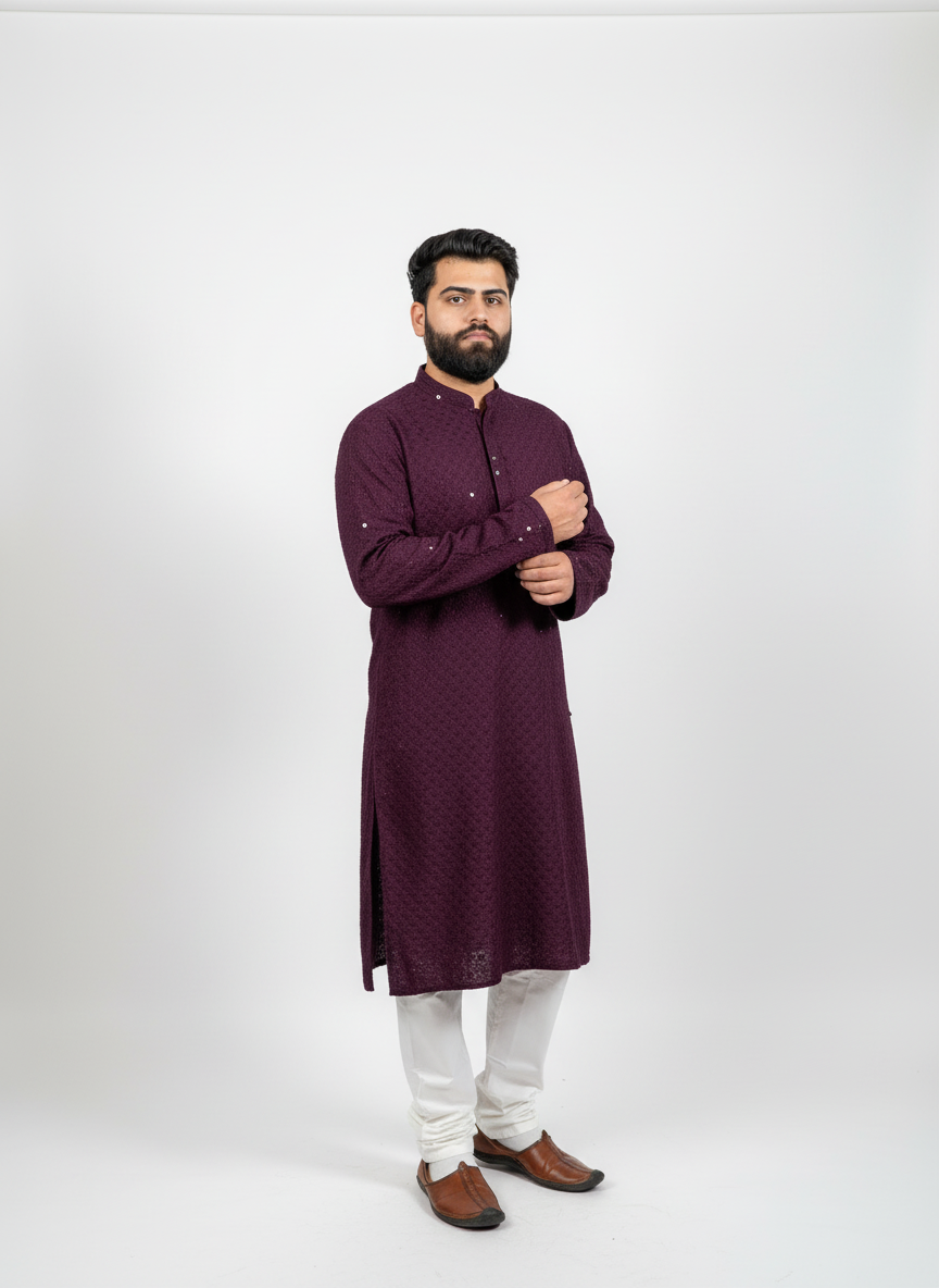wine-Chikankari-Set